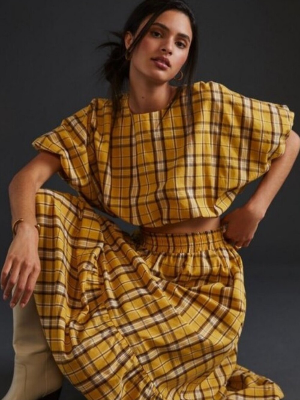 English Factory Plaid 2 Piece Top and Skirt